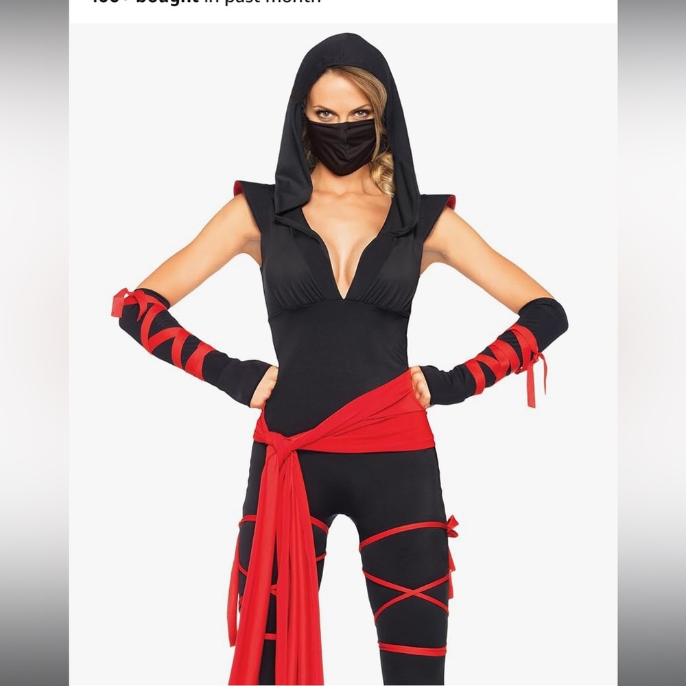 Leg Avenue Black and Red ninja costume Bodysuit